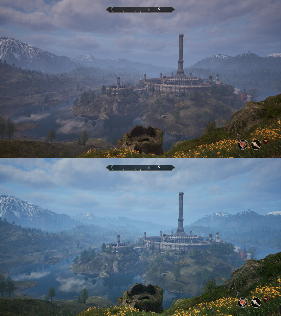 Oblivion: Remastered color palette (top) vs the the re-shaded version (bottom)